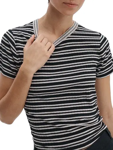 rag & bone Women's Luca Stripe Contrast T-Shirt - Black Multi | Thumbnail 6 rag & bone Women's Luca Stripe Contrast T-Shirt - Black Multi | Thumbnail 6