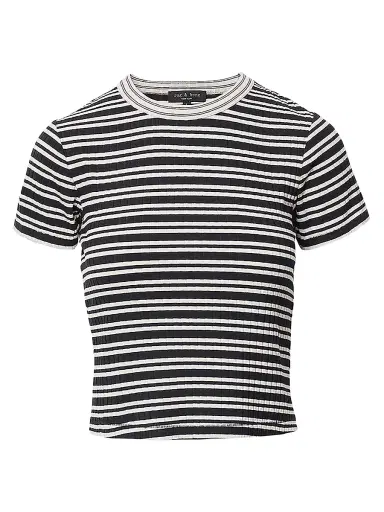 rag & bone Women's Luca Stripe Contrast T-Shirt - Black Multi | Thumbnail 1 rag & bone Women's Luca Stripe Contrast T-Shirt - Black Multi | Thumbnail 1