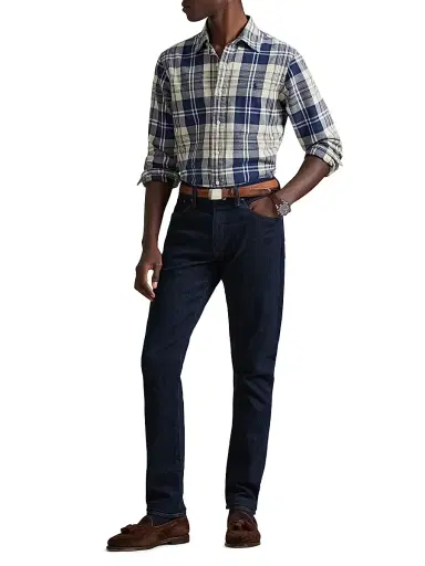 Polo Ralph Lauren Men's Plaid Brushed Cotton Oxford Shirt - Off White Navy Multi - Size Small | Thumbnail 2 Polo Ralph Lauren Men's Plaid Brushed Cotton Oxford Shirt - Off White Navy Multi - Size Small | Thumbnail 2