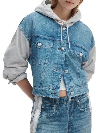 rag & bone Women's rb Miramar Terry Combo Hooded Trucker Jacket - Sport Combo | Thumbnail 2 rag & bone Women's rb Miramar Terry Combo Hooded Trucker Jacket - Sport Combo | Thumbnail 2