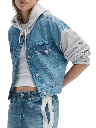 rag & bone Women's rb Miramar Terry Combo Hooded Trucker Jacket - Sport Combo | Thumbnail 3 rag & bone Women's rb Miramar Terry Combo Hooded Trucker Jacket - Sport Combo | Thumbnail 3