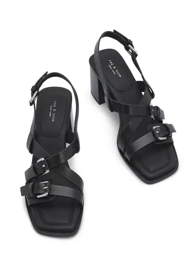 rag & bone Women's Harlow 65MM Buckle-Detail Leather Block-Heel Sandals - Black | Thumbnail 4 rag & bone Women's Harlow 65MM Buckle-Detail Leather Block-Heel Sandals - Black | Thumbnail 4