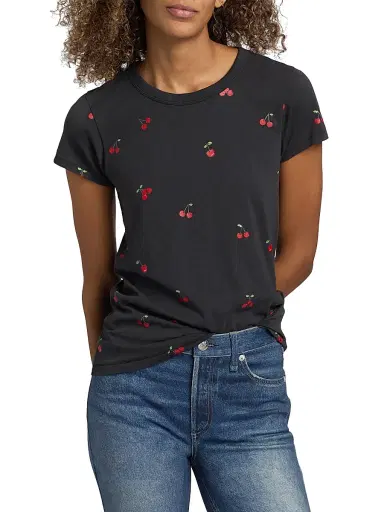 rag & bone Women's All Over Cherry T-Shirt - Black Multi | Thumbnail 3 rag & bone Women's All Over Cherry T-Shirt - Black Multi | Thumbnail 3