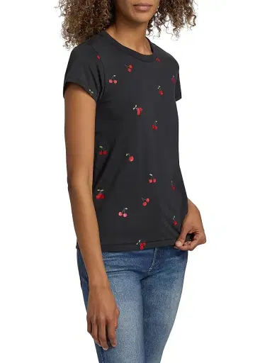 rag & bone Women's All Over Cherry T-Shirt - Black Multi | Thumbnail 4 rag & bone Women's All Over Cherry T-Shirt - Black Multi | Thumbnail 4