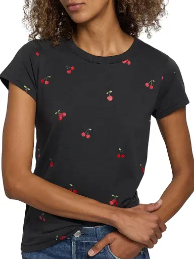 rag & bone Women's All Over Cherry T-Shirt - Black Multi | Thumbnail 6 rag & bone Women's All Over Cherry T-Shirt - Black Multi | Thumbnail 6