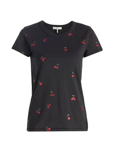 rag & bone Women's All Over Cherry T-Shirt - Black Multi | Thumbnail 1 rag & bone Women's All Over Cherry T-Shirt - Black Multi | Thumbnail 1
