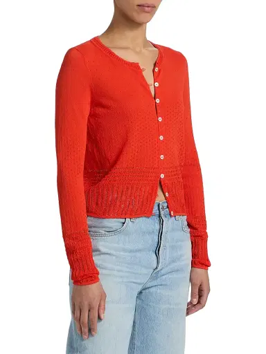rag & bone Women's Michelle Pointelle Knit Cardigan - Bright Red | Thumbnail 4 rag & bone Women's Michelle Pointelle Knit Cardigan - Bright Red | Thumbnail 4