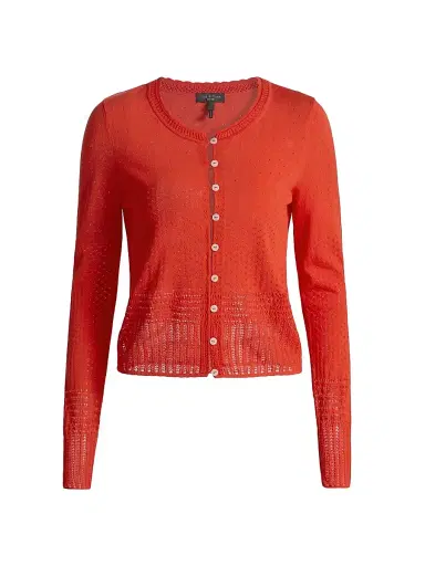 rag & bone Women's Michelle Pointelle Knit Cardigan - Bright Red | Thumbnail 1 rag & bone Women's Michelle Pointelle Knit Cardigan - Bright Red | Thumbnail 1