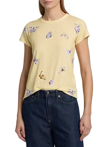 rag & bone Women's Tammy Butterfly T-Shirt - Butter Multi | Thumbnail 3 rag & bone Women's Tammy Butterfly T-Shirt - Butter Multi | Thumbnail 3