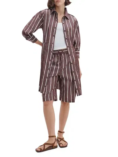 rag & bone Women's Taylor Striped Cotton A-Line Mini-Shirtdress - Rosewood Strip | Thumbnail 2 rag & bone Women's Taylor Striped Cotton A-Line Mini-Shirtdress - Rosewood Strip | Thumbnail 2