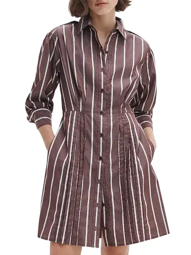 rag & bone Women's Taylor Striped Cotton A-Line Mini-Shirtdress - Rosewood Strip | Thumbnail 3 rag & bone Women's Taylor Striped Cotton A-Line Mini-Shirtdress - Rosewood Strip | Thumbnail 3