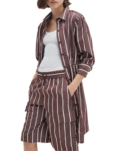 rag & bone Women's Taylor Striped Cotton A-Line Mini-Shirtdress - Rosewood Strip | Thumbnail 4 rag & bone Women's Taylor Striped Cotton A-Line Mini-Shirtdress - Rosewood Strip | Thumbnail 4