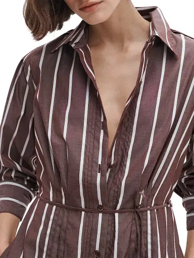 rag & bone Women's Taylor Striped Cotton A-Line Mini-Shirtdress - Rosewood Strip | Thumbnail 6 rag & bone Women's Taylor Striped Cotton A-Line Mini-Shirtdress - Rosewood Strip | Thumbnail 6