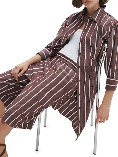 rag & bone Women's Taylor Striped Cotton A-Line Mini-Shirtdress - Rosewood Strip | Thumbnail 7 rag & bone Women's Taylor Striped Cotton A-Line Mini-Shirtdress - Rosewood Strip | Thumbnail 7