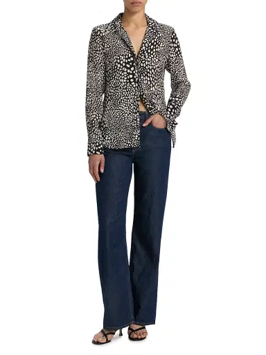 rag & bone Women's Sade Printed Blouse - Black Lp | Thumbnail 2 rag & bone Women's Sade Printed Blouse - Black Lp | Thumbnail 2