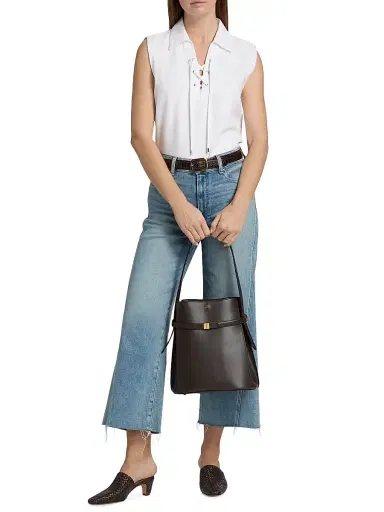 rag & bone Women's Fiona Ultra Featherweight Denim Lace Up Shirt - Optic White | Thumbnail 2 rag & bone Women's Fiona Ultra Featherweight Denim Lace Up Shirt - Optic White | Thumbnail 2