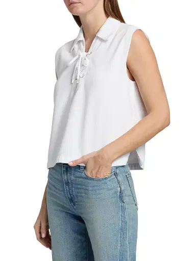rag & bone Women's Fiona Ultra Featherweight Denim Lace Up Shirt - Optic White | Thumbnail 4 rag & bone Women's Fiona Ultra Featherweight Denim Lace Up Shirt - Optic White | Thumbnail 4