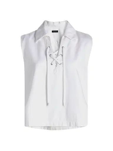 rag & bone Women's Fiona Ultra Featherweight Denim Lace Up Shirt - Optic White | Thumbnail 1 rag & bone Women's Fiona Ultra Featherweight Denim Lace Up Shirt - Optic White | Thumbnail 1