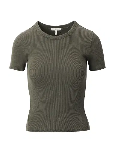 rag & bone Women's Essential Rib Stretch-Cotton Crewneck T-Shirt | Thumbnail 1 rag & bone Women's Essential Rib Stretch-Cotton Crewneck T-Shirt | Thumbnail 1