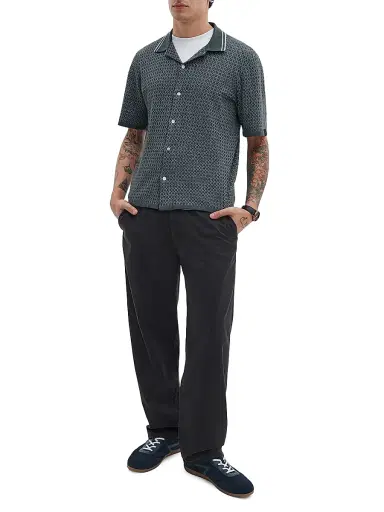 rag & bone Men's Harvey Geometric Cotton-Blend Camp Shirt - Charcoal Green | Thumbnail 2 rag & bone Men's Harvey Geometric Cotton-Blend Camp Shirt - Charcoal Green | Thumbnail 2
