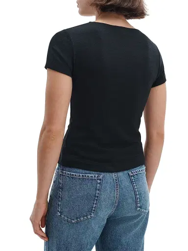 rag & bone Women's The Knit Button-Front T-Shirt - Black | Thumbnail 4 rag & bone Women's The Knit Button-Front T-Shirt - Black | Thumbnail 4