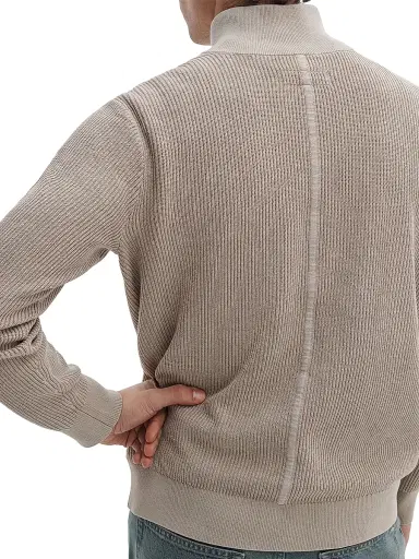 rag & bone Men's Caden Quarter-Zip Cotton-Blend Sweater - Taupe | Thumbnail 4 rag & bone Men's Caden Quarter-Zip Cotton-Blend Sweater - Taupe | Thumbnail 4