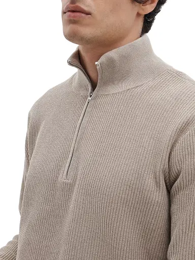 rag & bone Men's Caden Quarter-Zip Cotton-Blend Sweater - Taupe | Thumbnail 5 rag & bone Men's Caden Quarter-Zip Cotton-Blend Sweater - Taupe | Thumbnail 5