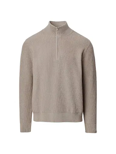 rag & bone Men's Caden Quarter-Zip Cotton-Blend Sweater - Taupe | Thumbnail 1 rag & bone Men's Caden Quarter-Zip Cotton-Blend Sweater - Taupe | Thumbnail 1