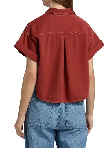 rag & bone Women's Marin Ultra Featherweight Denim Crop Top - Sienna Stone | Thumbnail 5 rag & bone Women's Marin Ultra Featherweight Denim Crop Top - Sienna Stone | Thumbnail 5