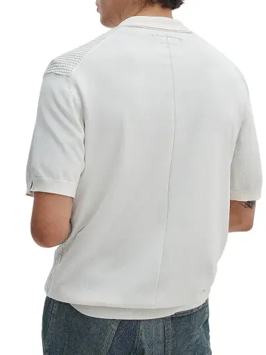 rag & bone Men's Saxon Silk-Cotton Johnny Polo Shirt - Chalk | Thumbnail 5 rag & bone Men's Saxon Silk-Cotton Johnny Polo Shirt - Chalk | Thumbnail 5