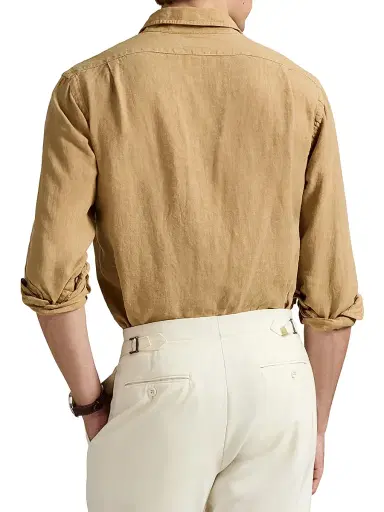 Polo Ralph Lauren Men's Slub Linen Button-Front Shirt - Classic Camel | Thumbnail 4 Polo Ralph Lauren Men's Slub Linen Button-Front Shirt - Classic Camel | Thumbnail 4