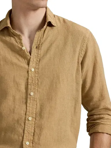 Polo Ralph Lauren Men's Slub Linen Button-Front Shirt - Classic Camel | Thumbnail 5 Polo Ralph Lauren Men's Slub Linen Button-Front Shirt - Classic Camel | Thumbnail 5
