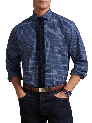Polo Ralph Lauren Men's Grid Cotton Poplin Shirt - Navy Blue Multi - Size XXL | Thumbnail 3 Polo Ralph Lauren Men's Grid Cotton Poplin Shirt - Navy Blue Multi - Size XXL | Thumbnail 3