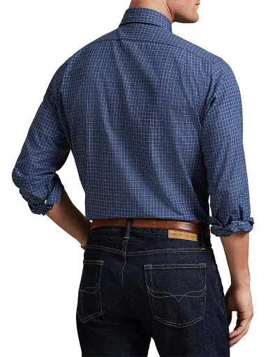 Polo Ralph Lauren Men's Grid Cotton Poplin Shirt - Navy Blue Multi - Size XXL | Thumbnail 4 Polo Ralph Lauren Men's Grid Cotton Poplin Shirt - Navy Blue Multi - Size XXL | Thumbnail 4