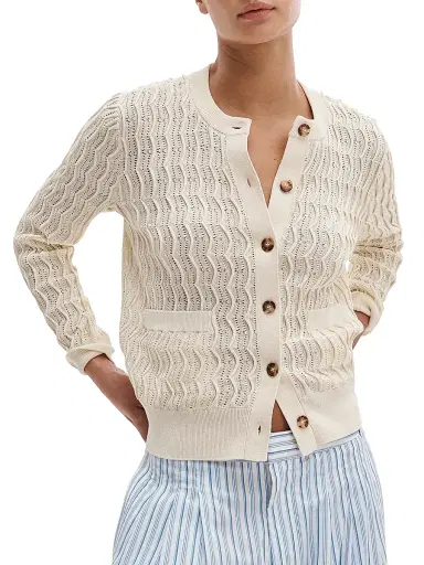 rag & bone Women's Leslie Cotton-Blend Cardigan - | Thumbnail 3 rag & bone Women's Leslie Cotton-Blend Cardigan - | Thumbnail 3