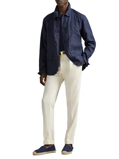 Polo Ralph Lauren Men's Herringone Linen 5-Pocket Work Jacket | Thumbnail 2 Polo Ralph Lauren Men's Herringone Linen 5-Pocket Work Jacket | Thumbnail 2