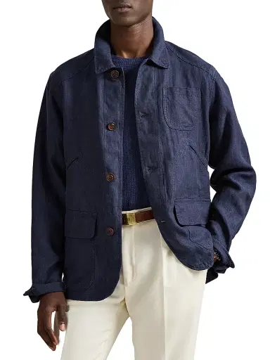Polo Ralph Lauren Men's Herringone Linen 5-Pocket Work Jacket | Thumbnail 3 Polo Ralph Lauren Men's Herringone Linen 5-Pocket Work Jacket | Thumbnail 3