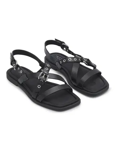 rag & bone Women's Harlow Grommet Leather Sandals - Black | Thumbnail 2 rag & bone Women's Harlow Grommet Leather Sandals - Black | Thumbnail 2