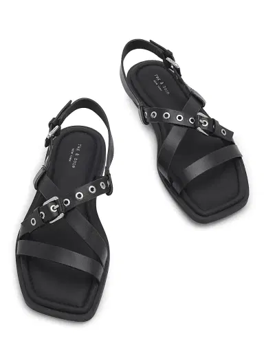 rag & bone Women's Harlow Grommet Leather Sandals - Black | Thumbnail 4 rag & bone Women's Harlow Grommet Leather Sandals - Black | Thumbnail 4