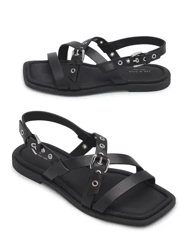 rag & bone Women's Harlow Grommet Leather Sandals - Black | Thumbnail 6 rag & bone Women's Harlow Grommet Leather Sandals - Black | Thumbnail 6