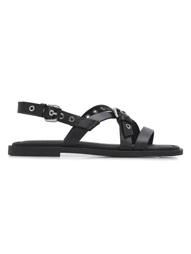 rag & bone Women's Harlow Grommet Leather Sandals - Black | Thumbnail 1 rag & bone Women's Harlow Grommet Leather Sandals - Black | Thumbnail 1