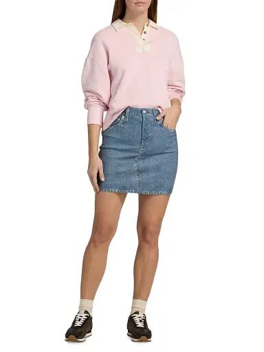 rag & bone Women's Vintage Terry Oversized Polo Sweatshirt - Peony | Thumbnail 2 rag & bone Women's Vintage Terry Oversized Polo Sweatshirt - Peony | Thumbnail 2