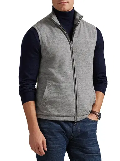 Polo Ralph Lauren Men's Reversible Knit-to-Ripstop Vest - Grey Combo | Thumbnail 3 Polo Ralph Lauren Men's Reversible Knit-to-Ripstop Vest - Grey Combo | Thumbnail 3