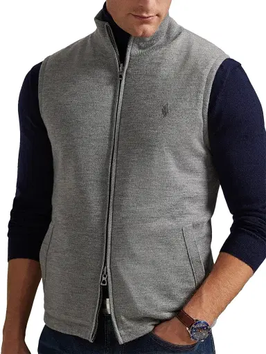 Polo Ralph Lauren Men's Reversible Knit-to-Ripstop Vest - Grey Combo | Thumbnail 5 Polo Ralph Lauren Men's Reversible Knit-to-Ripstop Vest - Grey Combo | Thumbnail 5