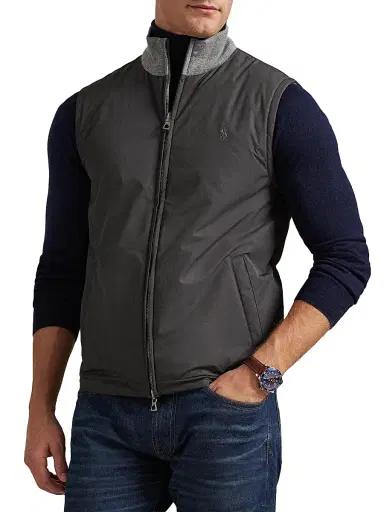 Polo Ralph Lauren Men's Reversible Knit-to-Ripstop Vest - Grey Combo | Thumbnail 6 Polo Ralph Lauren Men's Reversible Knit-to-Ripstop Vest - Grey Combo | Thumbnail 6