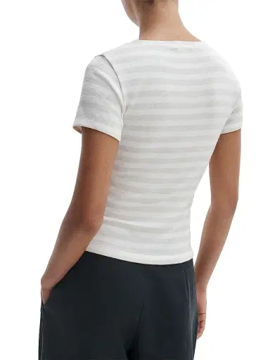 rag & bone Women's The Knit Striped Button-Front T-Shirt - Chalk Multi | Thumbnail 3 rag & bone Women's The Knit Striped Button-Front T-Shirt - Chalk Multi | Thumbnail 3