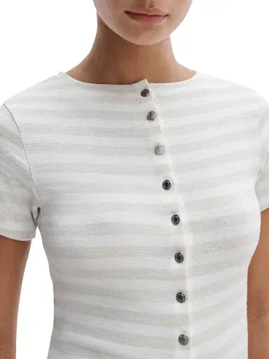 rag & bone Women's The Knit Striped Button-Front T-Shirt - Chalk Multi | Thumbnail 5 rag & bone Women's The Knit Striped Button-Front T-Shirt - Chalk Multi | Thumbnail 5