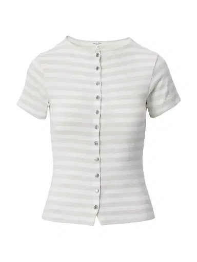 rag & bone Women's The Knit Striped Button-Front T-Shirt - Chalk Multi | Thumbnail 1 rag & bone Women's The Knit Striped Button-Front T-Shirt - Chalk Multi | Thumbnail 1