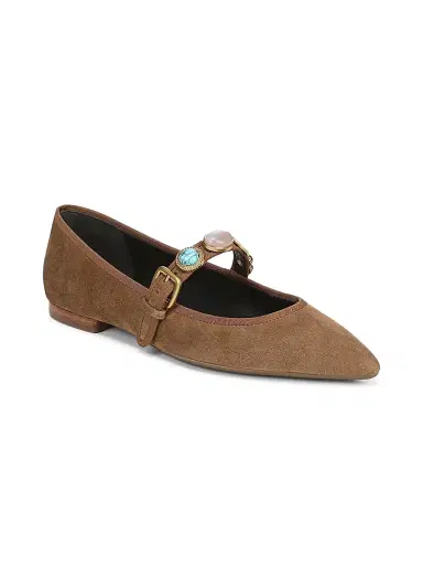 Veronica Beard Women's Selene Charms Suede Ballerina Flats - Chestnut - Size 10 | Thumbnail 2 Veronica Beard Women's Selene Charms Suede Ballerina Flats - Chestnut - Size 10 | Thumbnail 2