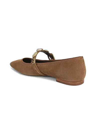 Veronica Beard Women's Selene Charms Suede Ballerina Flats - Chestnut - Size 10 | Thumbnail 3 Veronica Beard Women's Selene Charms Suede Ballerina Flats - Chestnut - Size 10 | Thumbnail 3